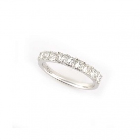 18k White Gold Princess Cut Half Eternity Diamond Ring 1.18ct G/H VS